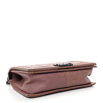 Chanel Crumpled Lambskin Medium Studded Boy Flap Pink 3 of 10
