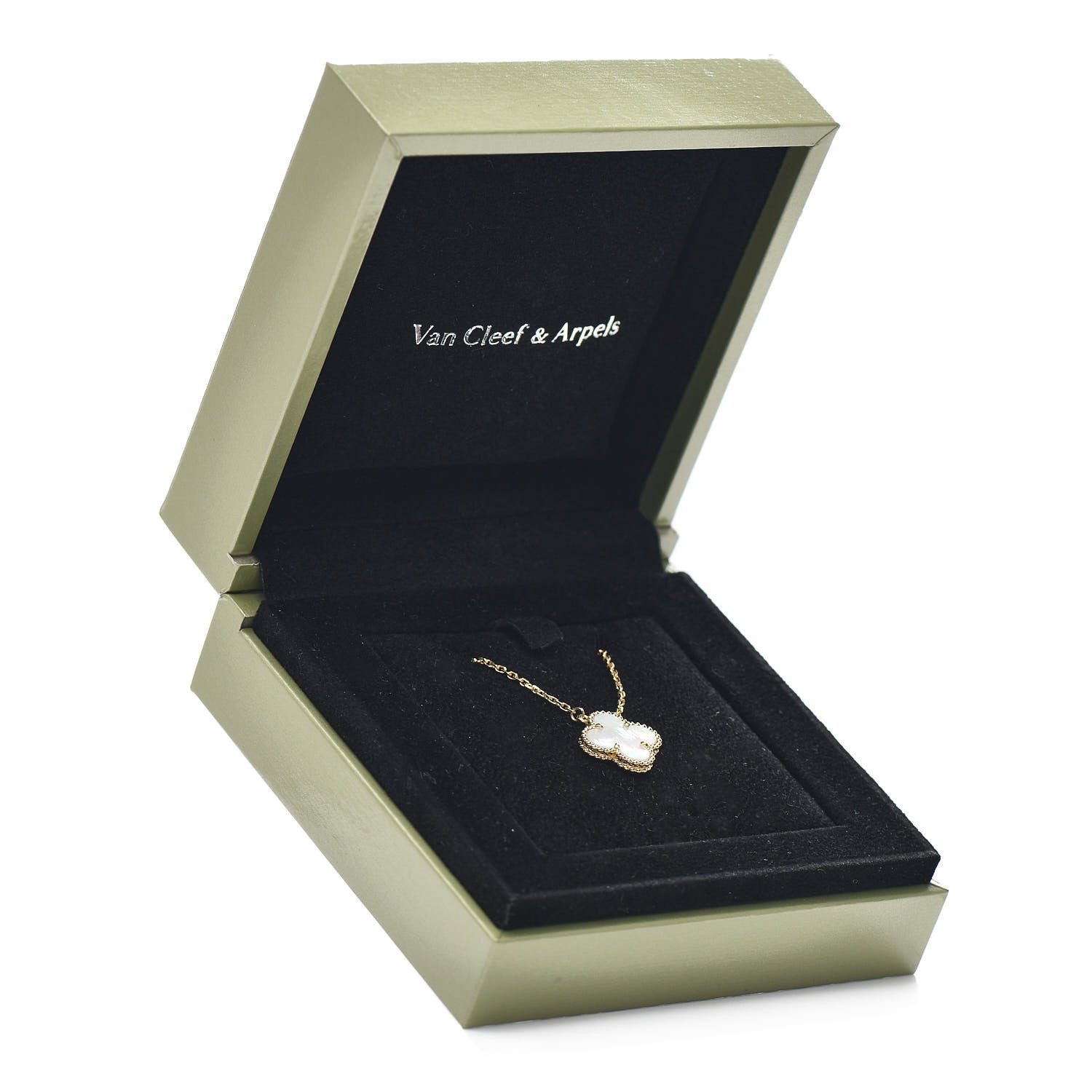 Van Cleef & Arpels 18K Yellow Gold Mother of Pearl Vintage Alhambra Pendant Necklace 5 of 5
