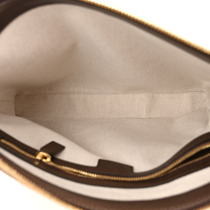 Gucci Monogram Jumbo GG Textured Dollar Calfskin Web Wristlet Messenger Bag Camel Ebony New Acero 4 of 9