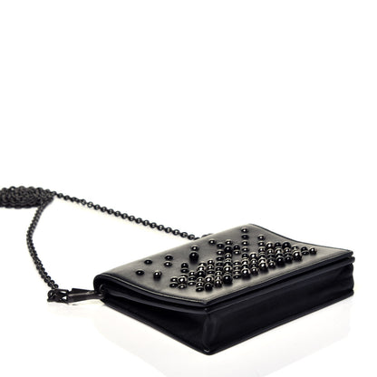 Bottega Veneta Nappa Pearl Embellished Chain Wallet Black 4 of 8