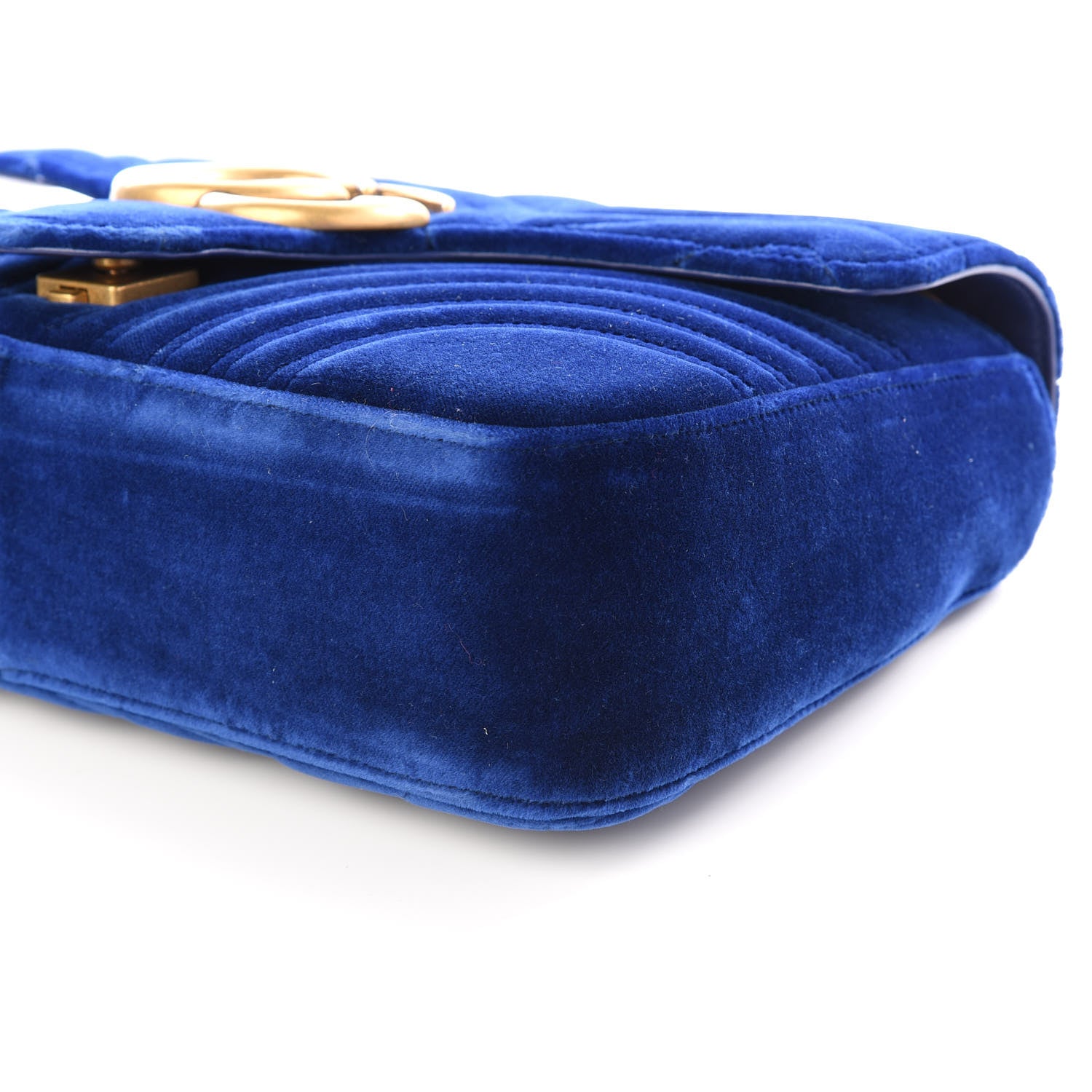 Gucci Velvet Matelasse Medium GG Marmont Shoulder Bag Cobalt Blue 6 of 9