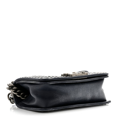 Chanel Faded Calfskin Quilted Small Studded Boy Flap Navy 4 of 13