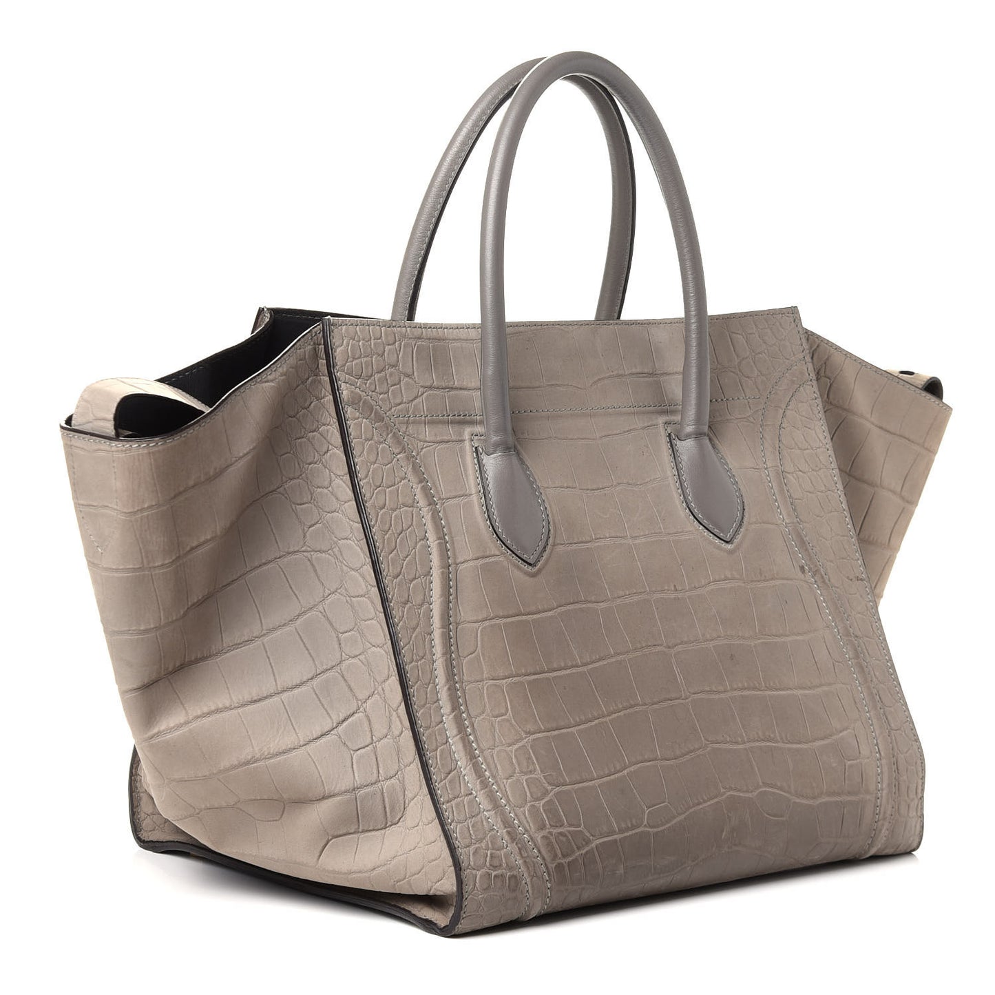 Nubuck Crocodile Embossed Large Phantom Luggage Grey