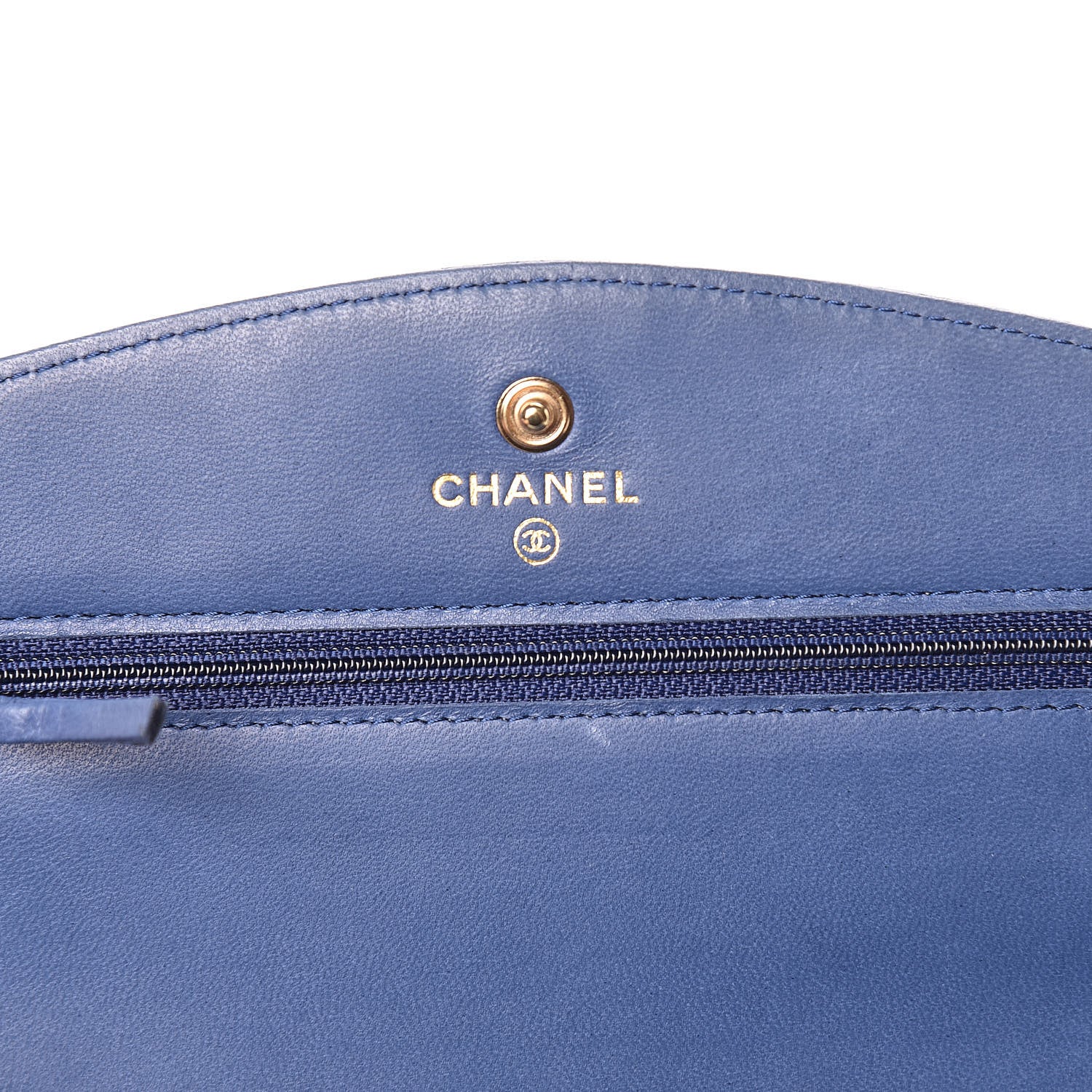 Chanel Caviar Timeless CC Wallet On Chain WOC Navy Blue 8 of 11