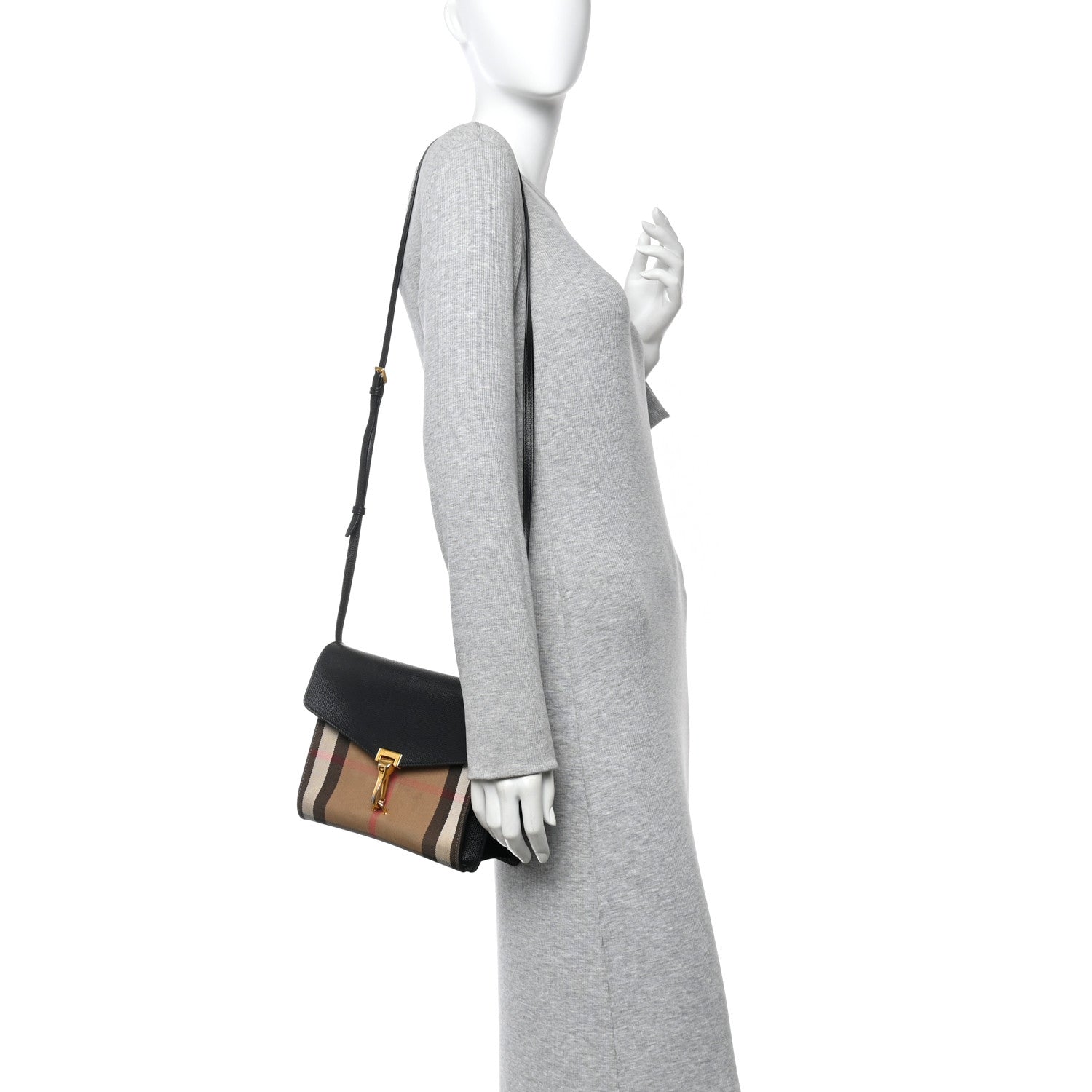 Burberry Derby Calfskin House Check Small Macken Crossbody Bag Black Black 2 of 10