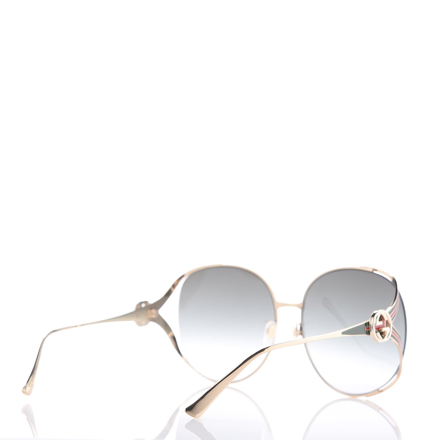 Gucci Metal Oversized Round Frame GG0225S Sunglasses Gold 3 of 8