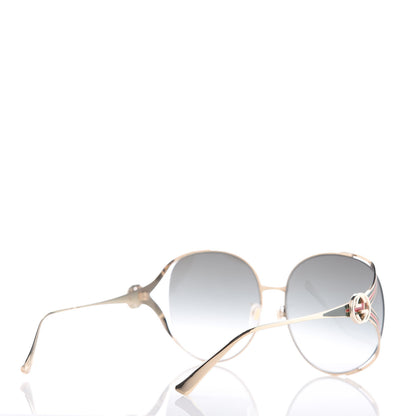 Gucci Metal Oversized Round Frame GG0225S Sunglasses Gold 3 of 8
