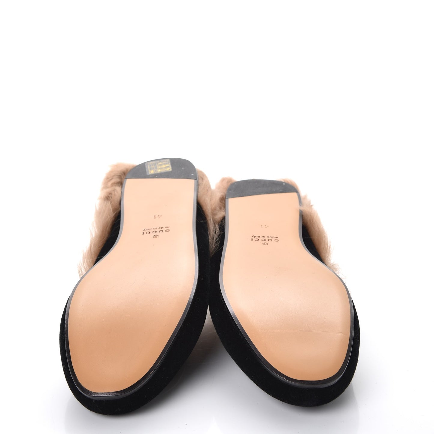 Velvet Fur Womens Princetown Slippers 41 Black