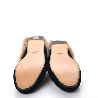 Gucci Velvet Fur Womens Princetown Slippers 41 Black 5 of 8