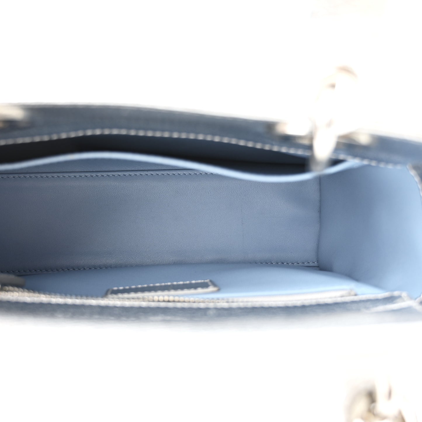 Metallic Grained Calfskin Cannage Small Lucky Badges My Lady Dior Silver