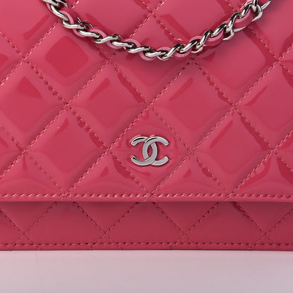 Chanel Patent Quilted Wallet On Chain WOC Pink 8 of 11