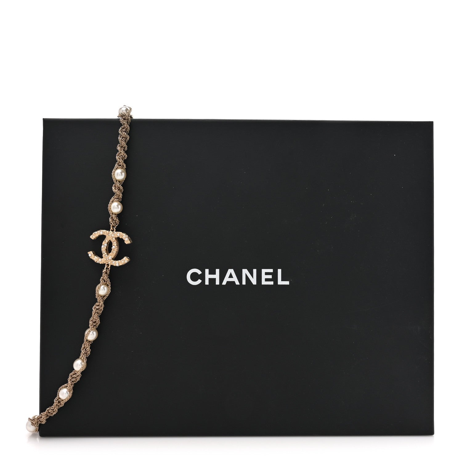 Chanel Pearl Multi Chain Braided Crystal CC Long Necklace  Gold 6 of 6