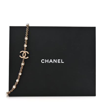Chanel Pearl Multi Chain Braided Crystal CC Long Necklace  Gold 6 of 6