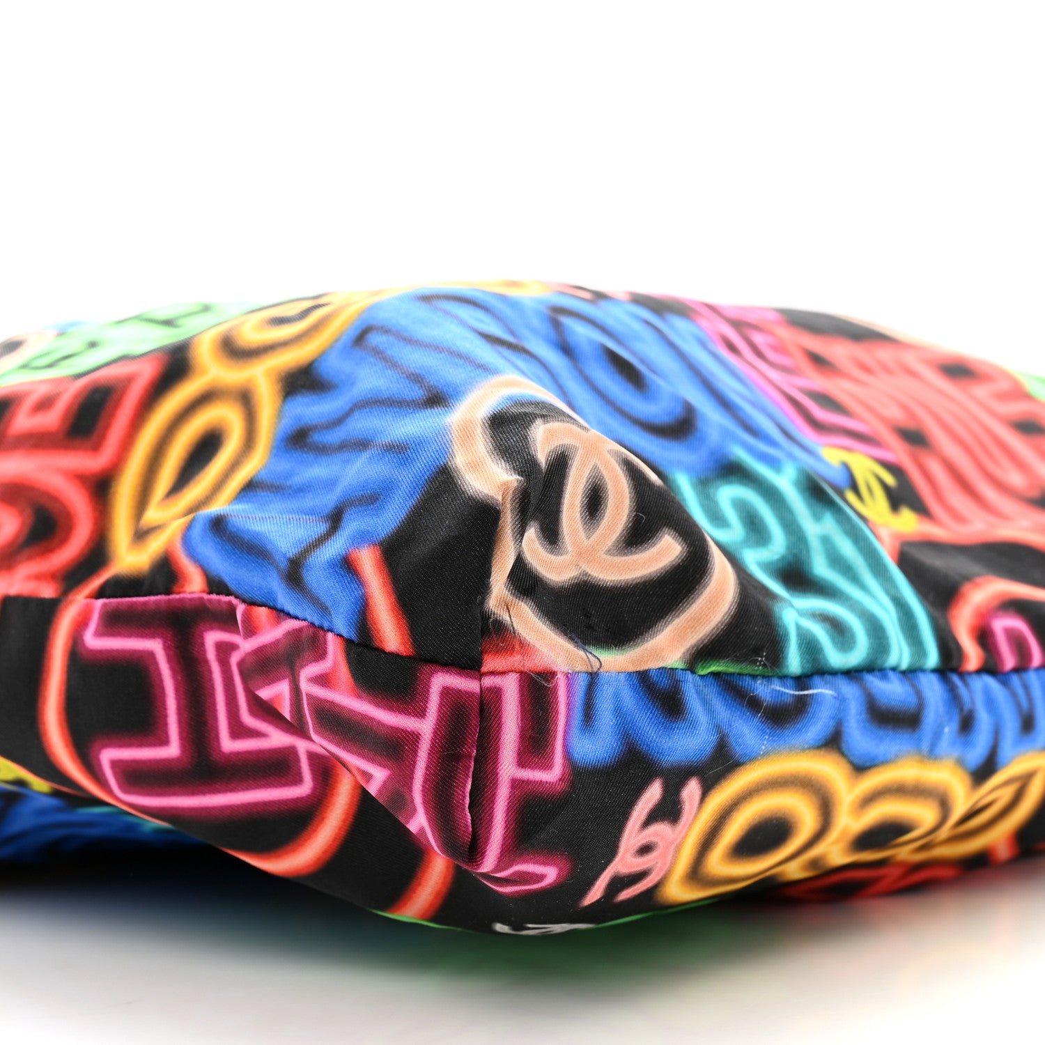 Chanel Caviar Fabric Graffiti Foldable Tote Bag With Chain Black Multicolor 15 of 20