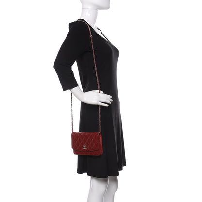 Chanel Patent Quilted Brilliant Wallet On Chain WOC Red 2 of 11