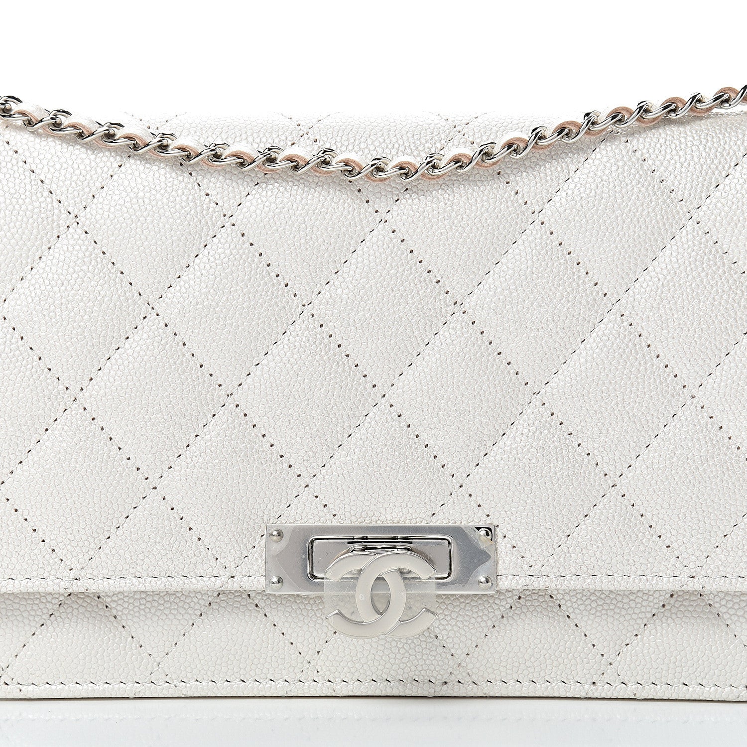 Chanel Caviar Quilted Golden Class Wallet On Chain WOC White 8 of 11