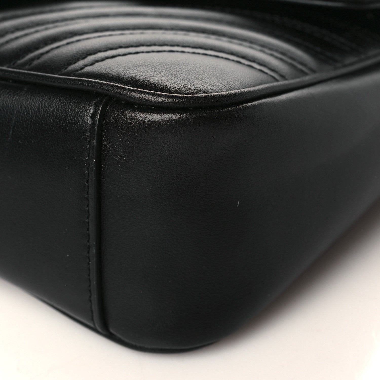 Gucci Calfskin Matelasse Monochrome Small GG Marmont Shoulder Bag Black 9 of 10