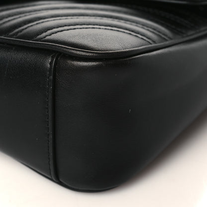 Gucci Calfskin Matelasse Monochrome Small GG Marmont Shoulder Bag Black 9 of 10