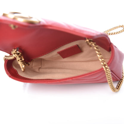 Gucci Calfskin Matelasse Super Mini GG Marmont Shoulder Bag Hibiscus Red 5 of 8