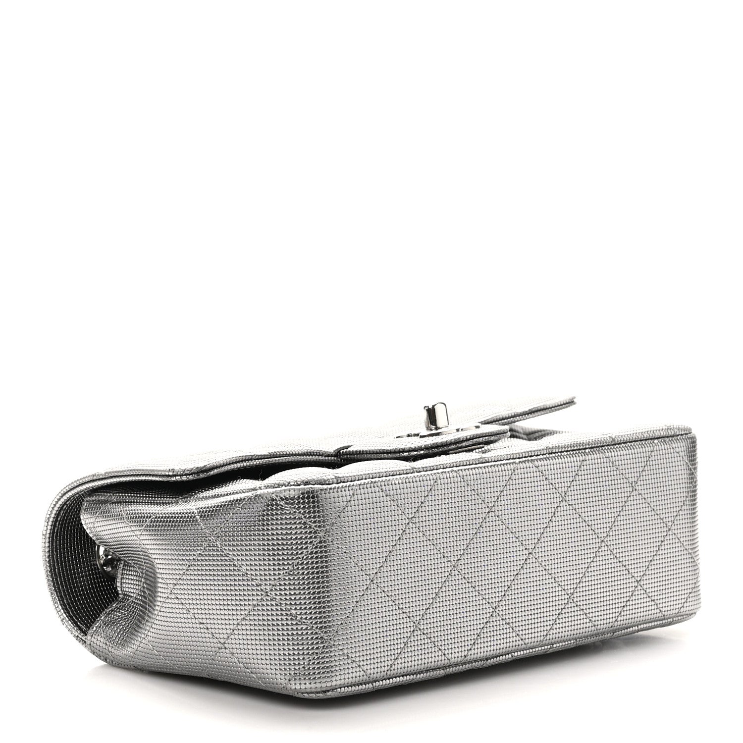 Chanel Metallic Calfskin Quilted Pixel Effect Mini Rectangular Flap Dark Silver 4 of 11
