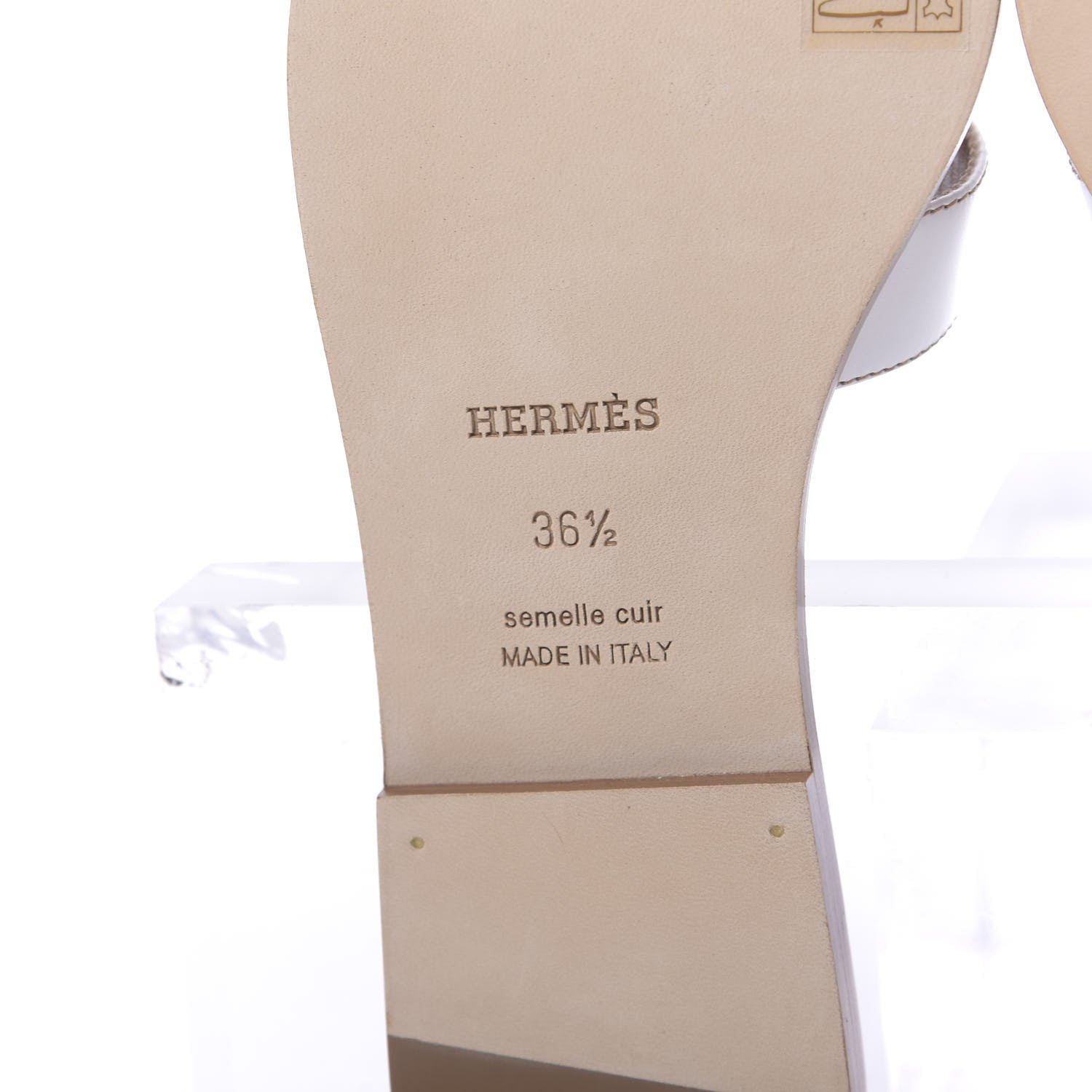 Hermes Box Calfskin Oran Sandals 36.5 White 7 of 9