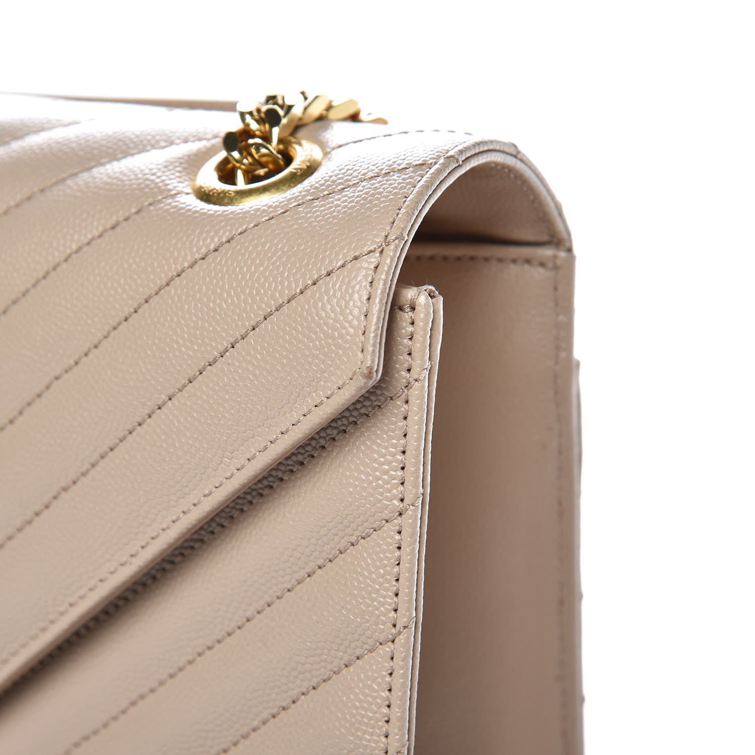 Saint Laurent Grain De Poudre Matelasse Chevron Large Monogram Satchel Dark Beige 13 of 14