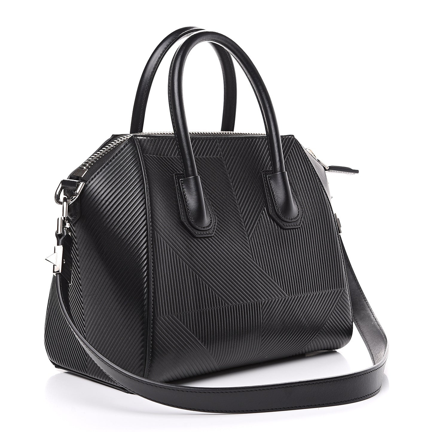 Calfskin Geometric Embossed Small Antigona Black