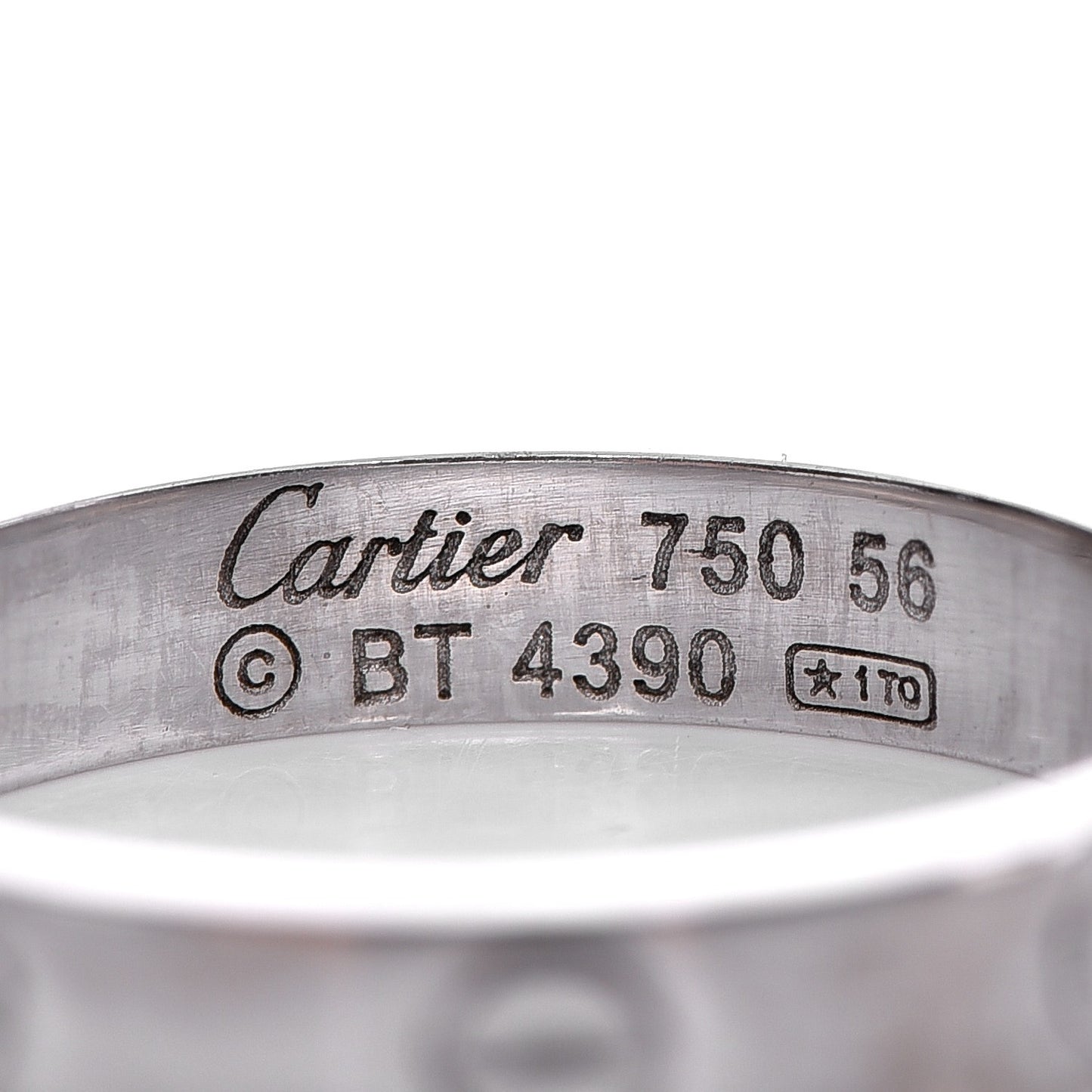 18K White Gold 4mm LOVE Wedding Band Ring 56 7.5