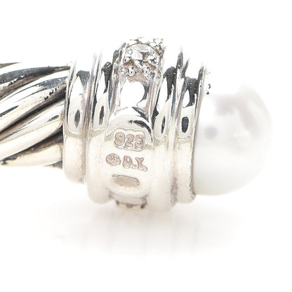David Yurman Sterling Silver Diamond Pearl 7mm Cable Classics Bracelet 5 of 5