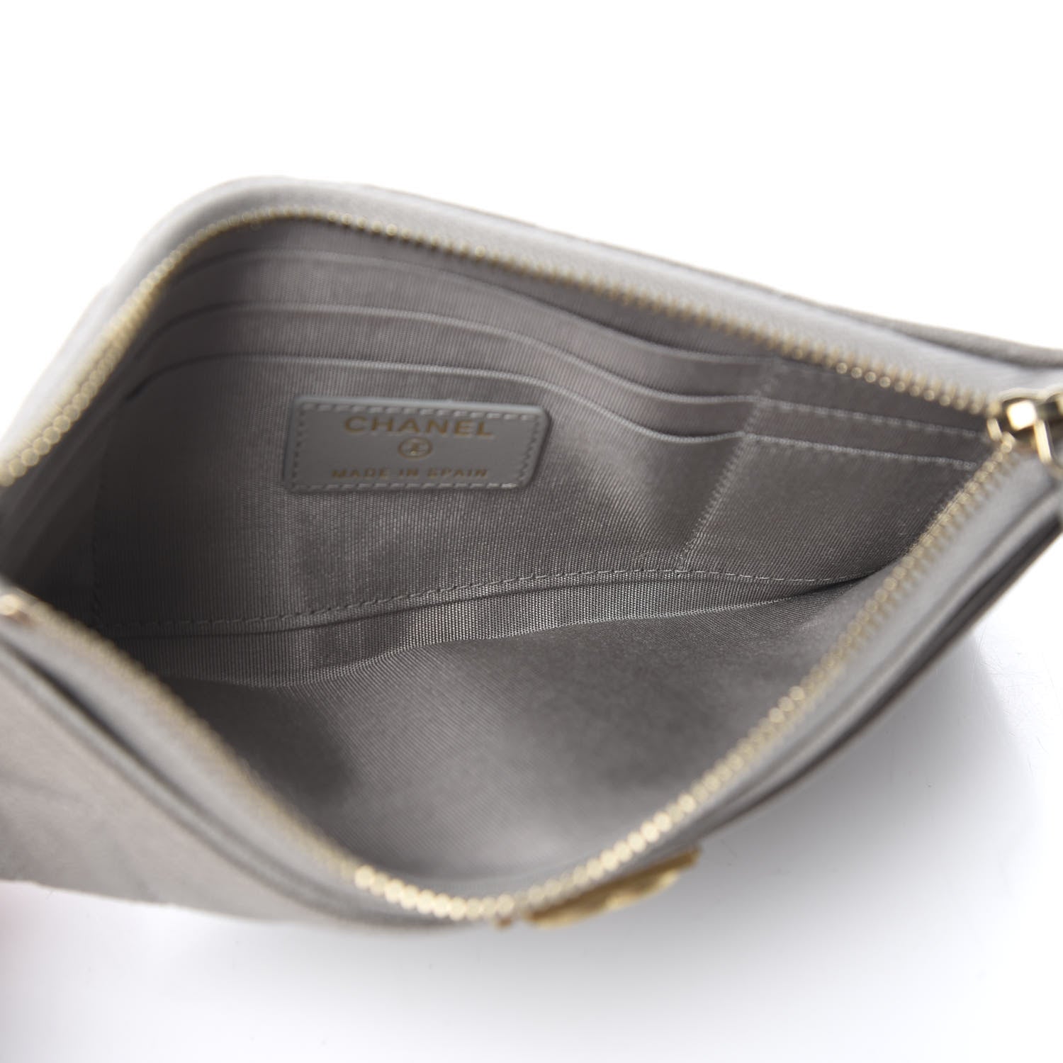 Chanel Caviar Quilted Classic Zip Boy Pouch Grey 4 of 7