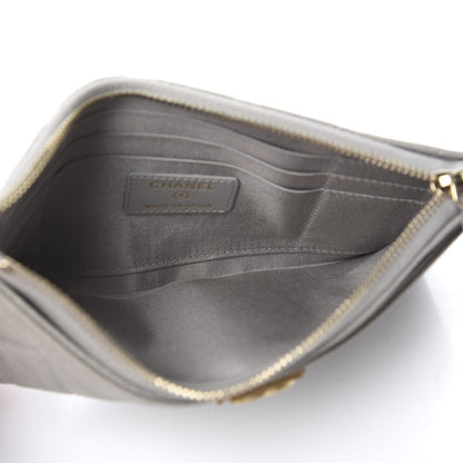 Chanel Caviar Quilted Classic Zip Boy Pouch Grey 4 of 7