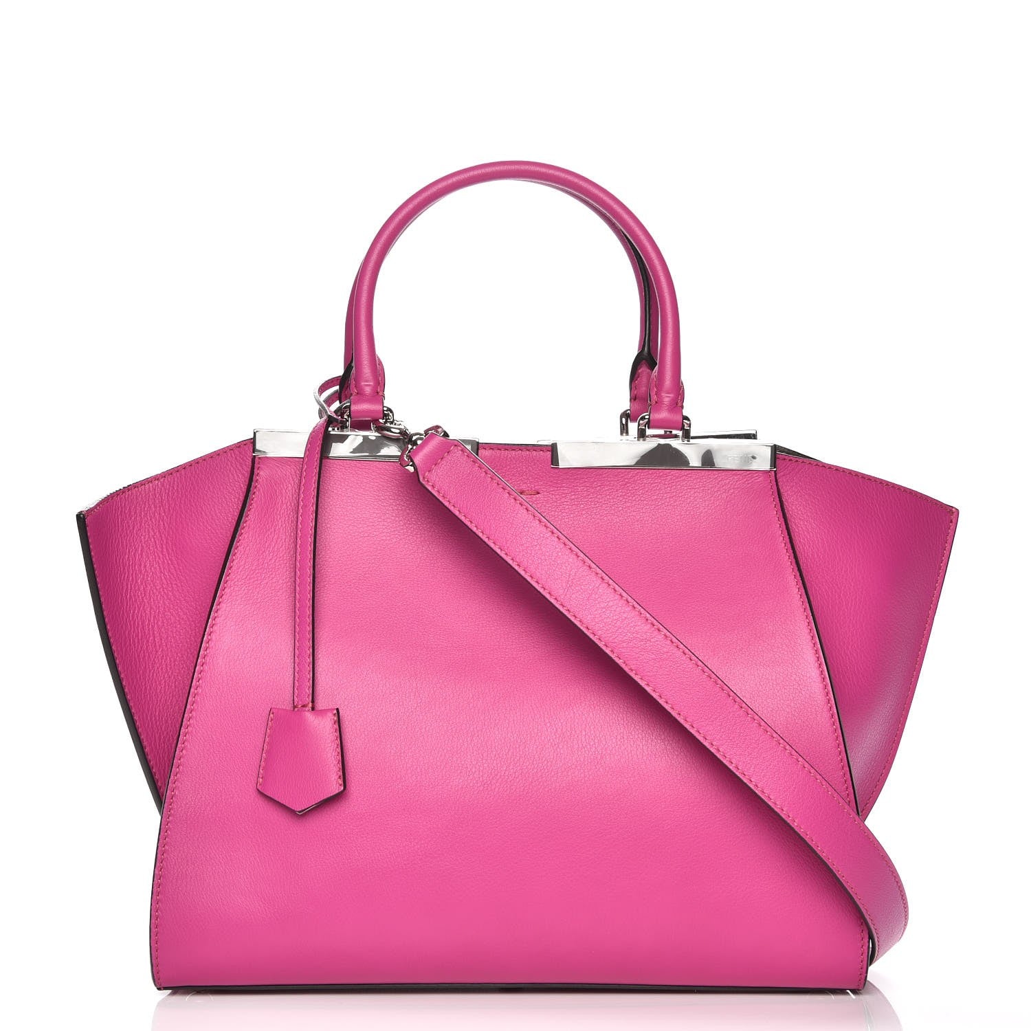 Fendi Vitello Dolce Shiny Nappa Petite 3Jours Tote Magenta Carbone 1 of 8