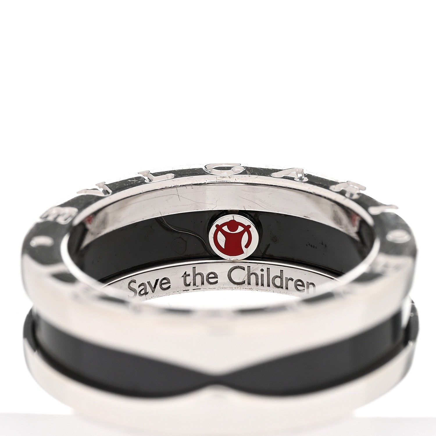 Bulgari Sterling Silver Ceramic Save The Children One-Band Ring 50 5.25 4 of 7