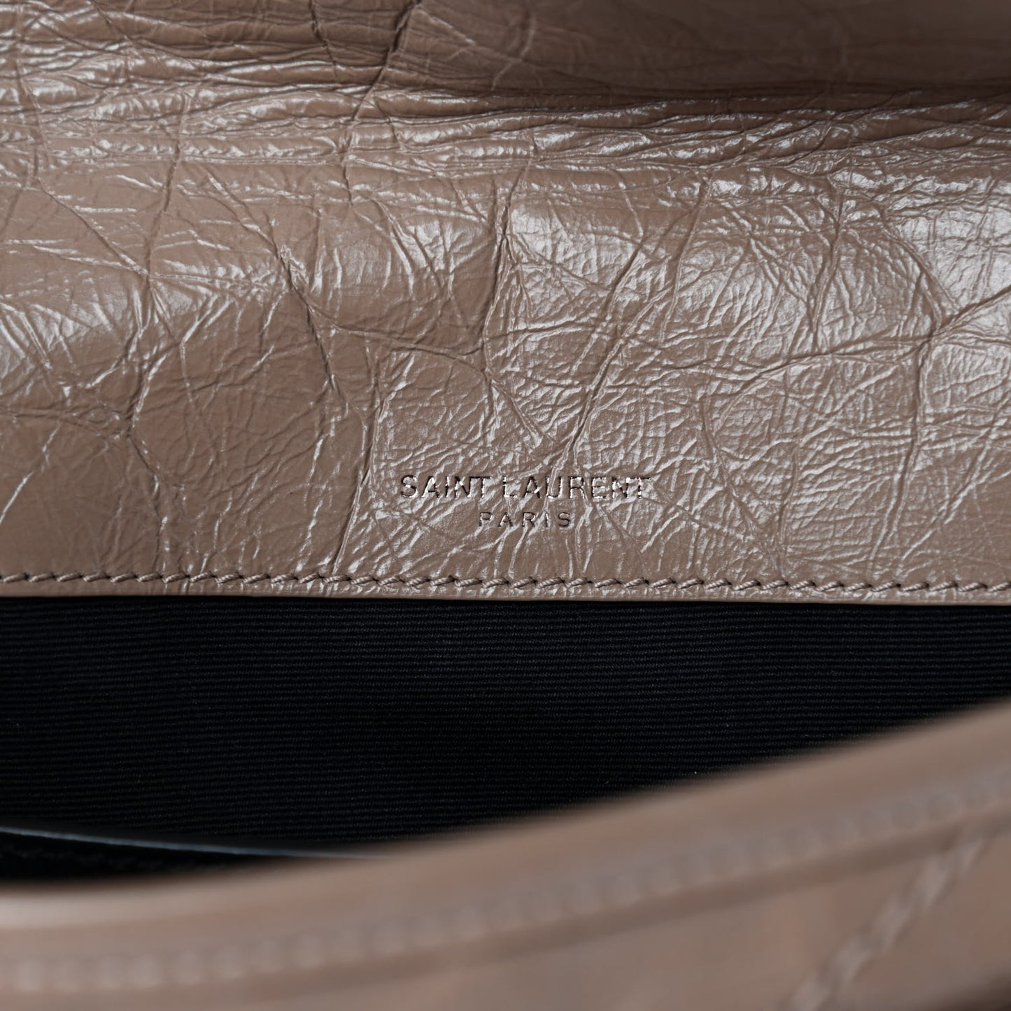 Crinkled Calfskin Matelasse Monogram Baby Niki Chain Satchel Light Taupe