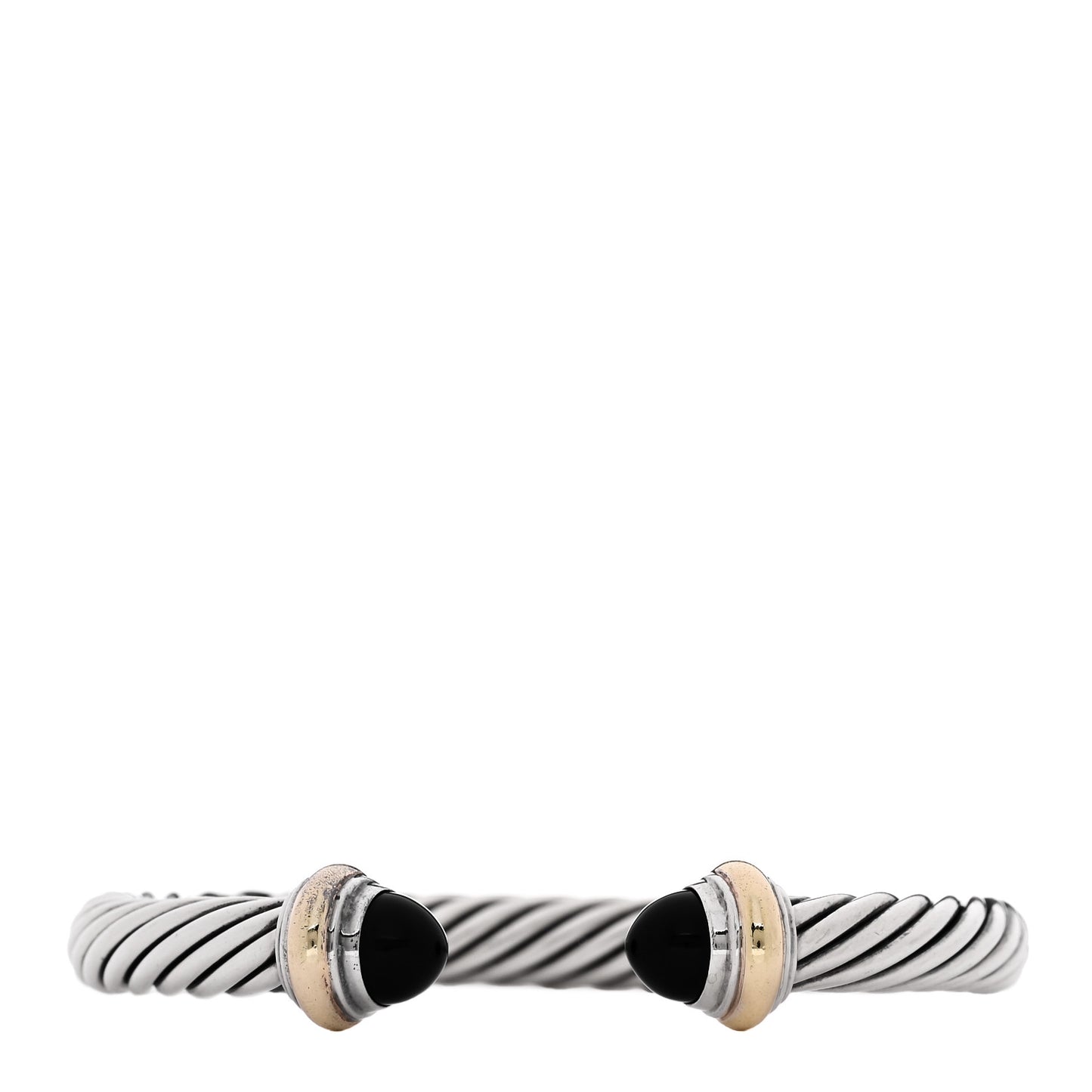 Sterling Silver 14K Yellow Gold Black Onyx 7mm Cable Classics Bracelet