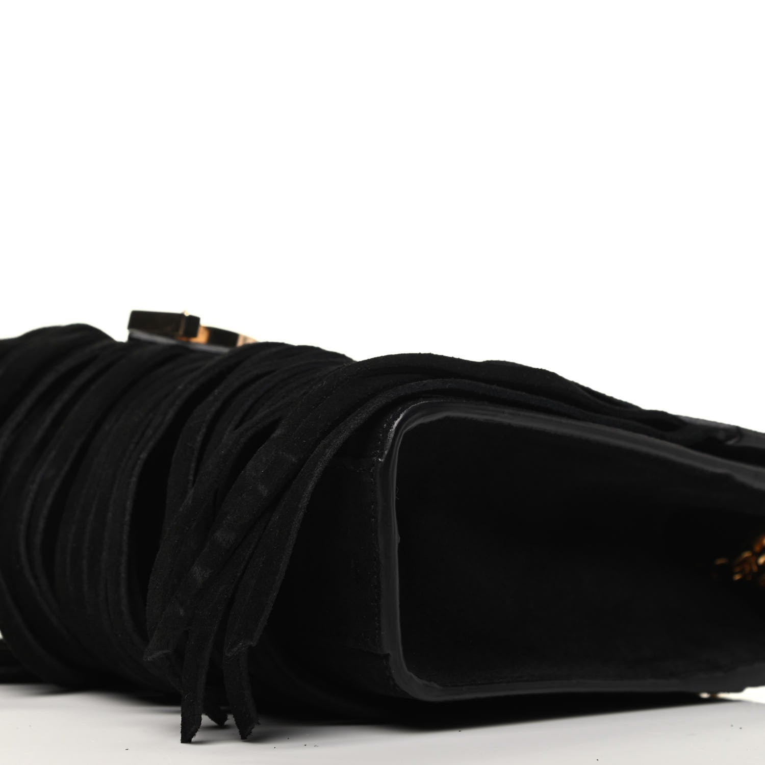 Saint Laurent Suede Fringe Small Monogram Satchel Black 8 of 8