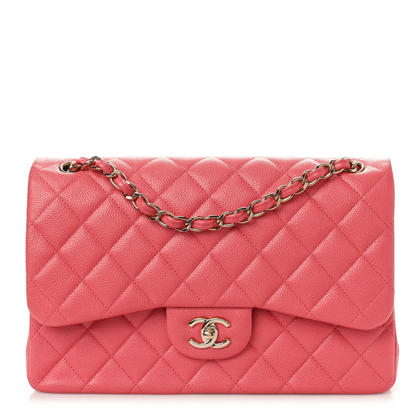 Caviar Quilted Jumbo Double Flap Dark Pink