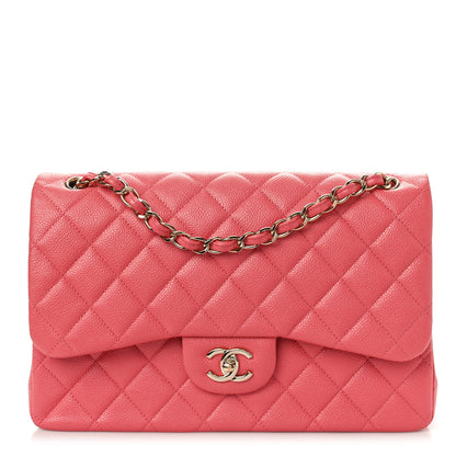 Chanel Caviar Quilted Jumbo Double Flap Dark Pink 1 of 9