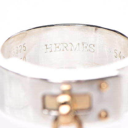 Hermes Sterling Silver 18K Yellow Gold Kelly Cadena Ring 54 6.25 4 of 17