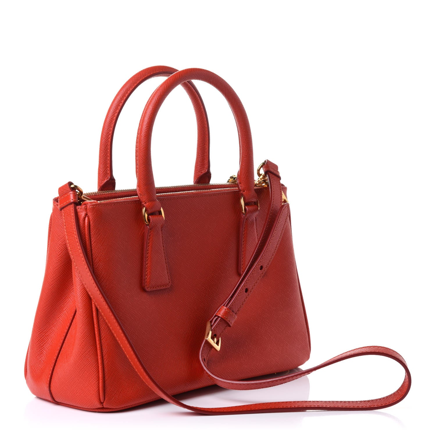 Prada Saffiano Small Galleria Double Zip Tote Fuoco 3 of 10