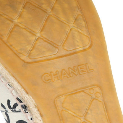 Chanel Lambskin Printed CC Espadrilles 39 White Black 6 of 9