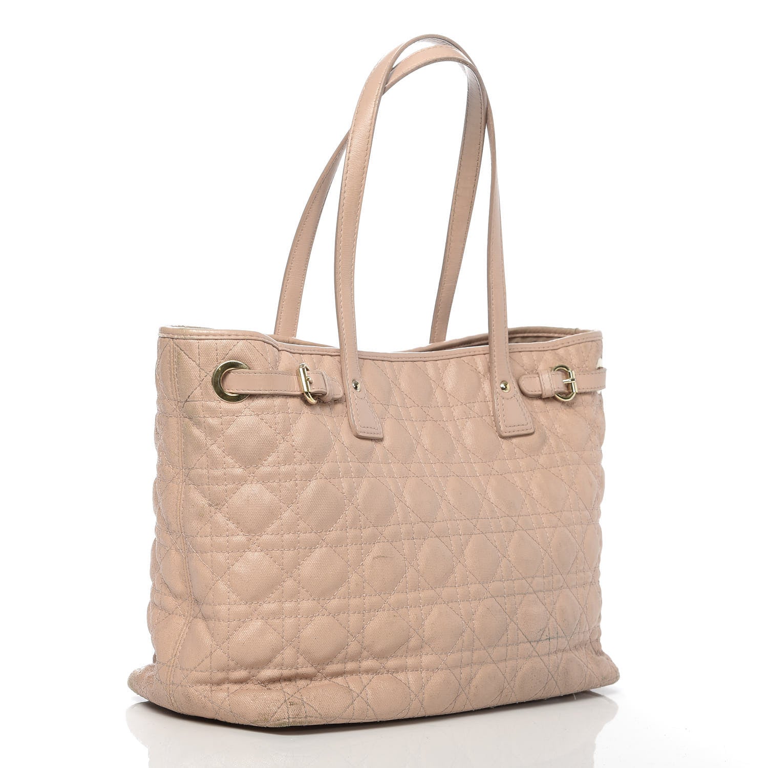 Christian Dior Coated Canvas Cannage Small Panarea Tote Beige 3 of 29
