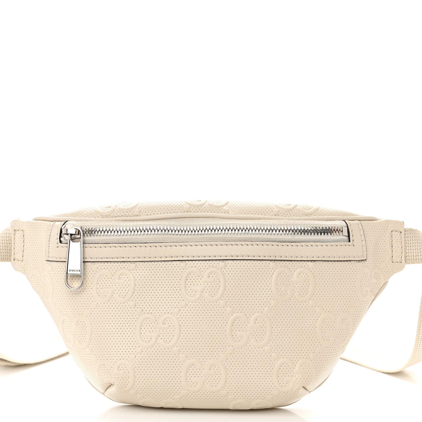 Calfskin GG Tennis Embossed Belt Bag Mystic White