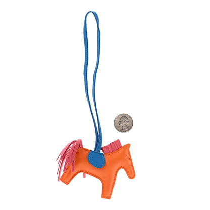 Hermes Milo Lambskin Grigri Rodeo Horse Bag Charm PM Orange Bleu Zanzibar Rose Azalee 2 of 3
