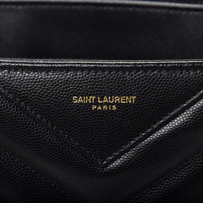 Saint Laurent Grain De Poudre Matelasse Chevron Medium Tribeca Shopping Bag Black 7 of 11