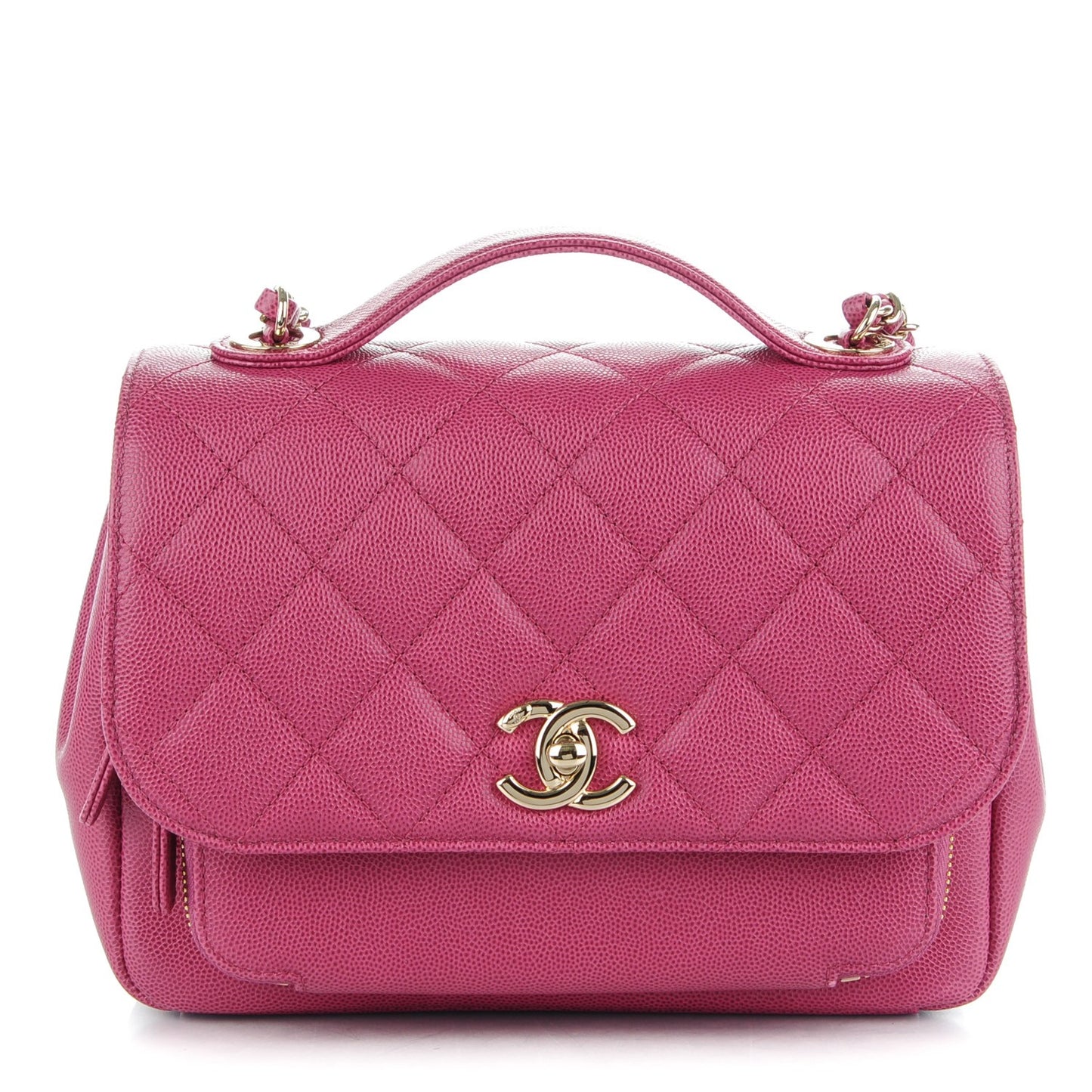 Caviar Quilted Small Business Affinity Flap Dark Pink