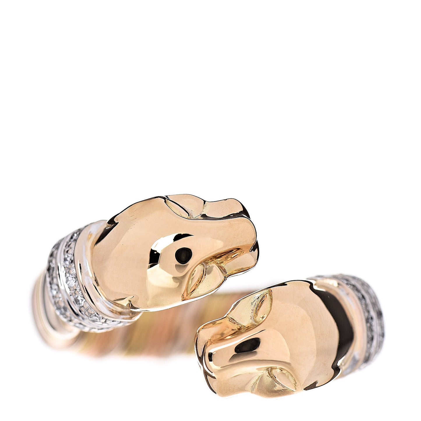 18K Yellow White Gold Diamond Panthère De Bypass Ring 49 4.75