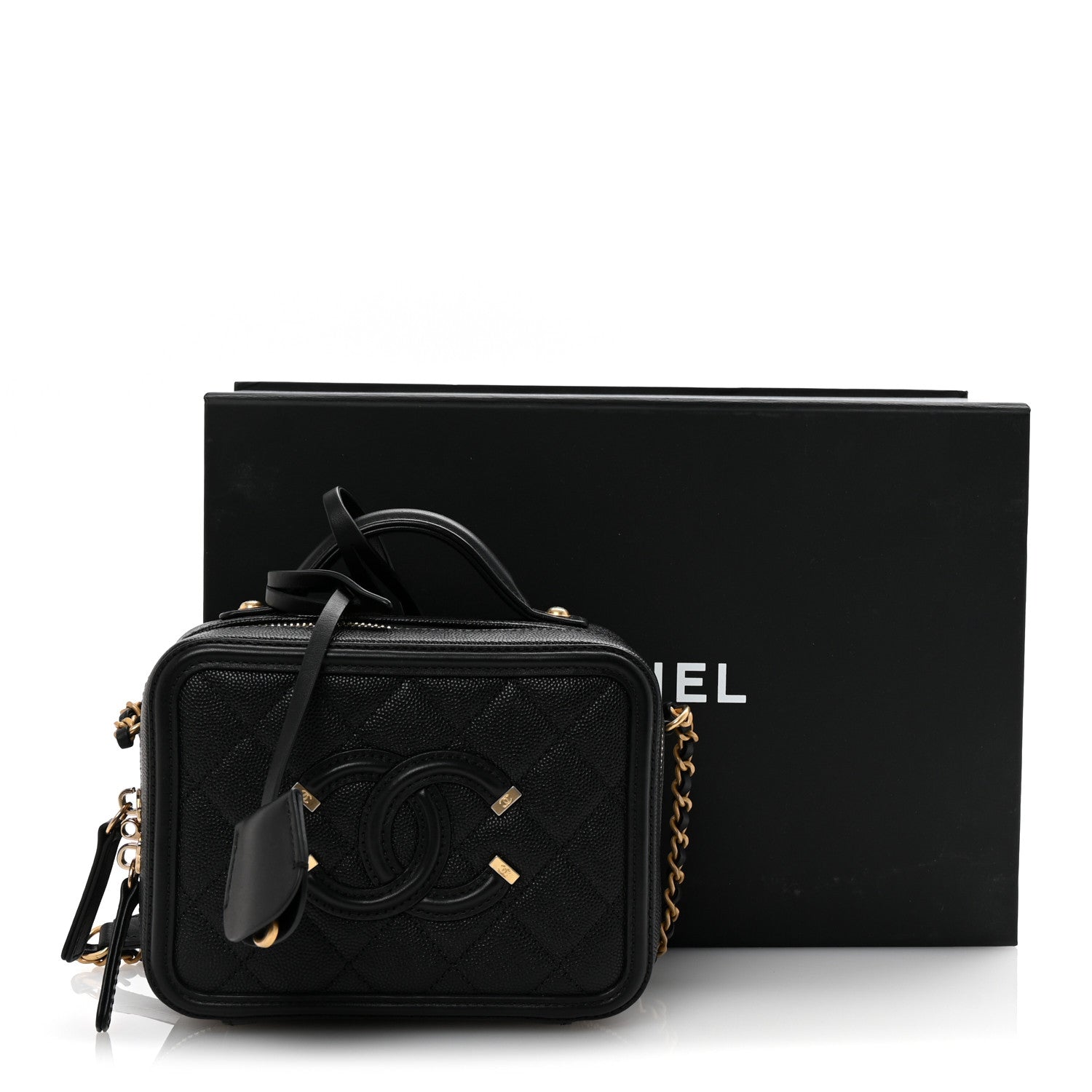 Chanel Caviar Quilted Small CC Filigree Vanity Case Black 11 of 11