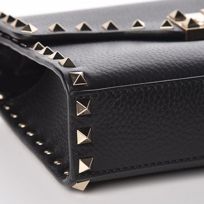 Valentino Garavani Pebbled Calfskin Medium Rockstud Flip Lock Crossbody Bag Black 7 of 9