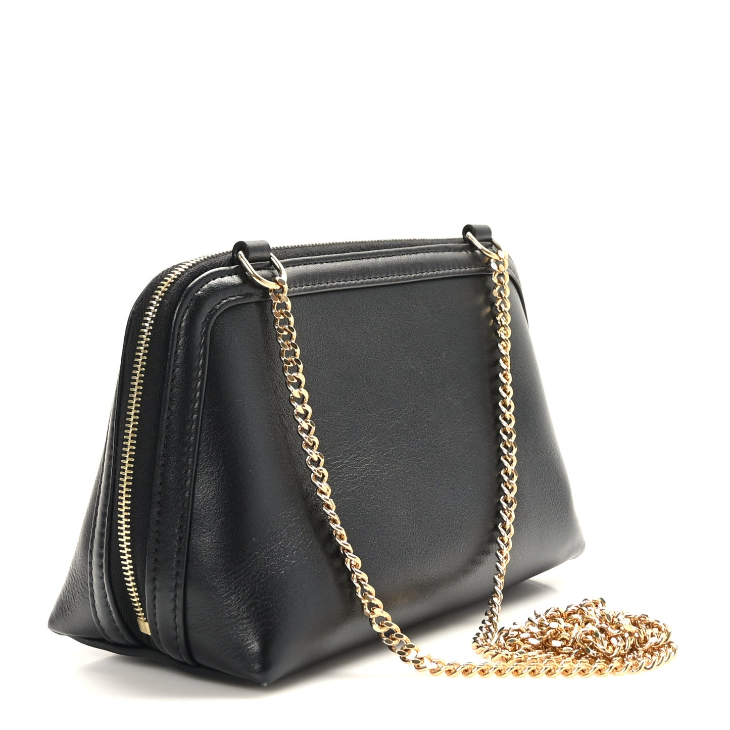 Smooth Calfskin Cuir Triomphe Clutch on Chain Black